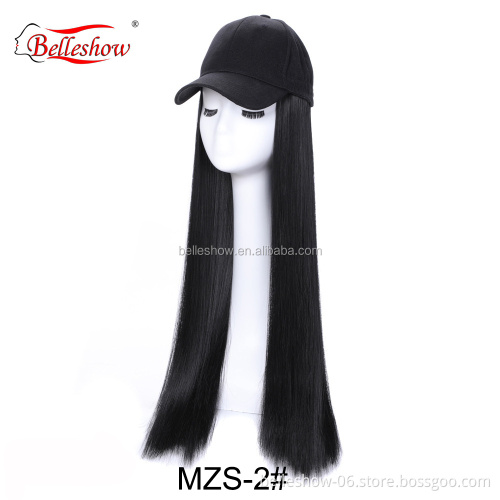 Hot sell Cheap Wholesale Baseball Cap straight Hair Wig Fashion Hot Sale Low Price Black Long Wavy straight braid Baseball hat